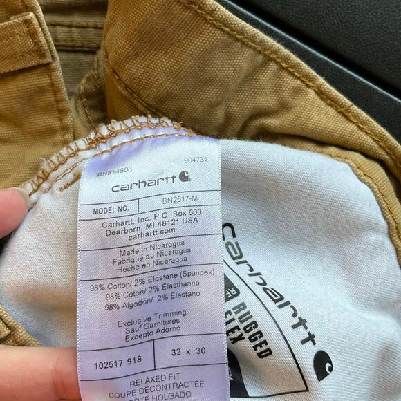 Carhartt 32x30 Relaxed Fit Rugged Flex Work Pants BN2517-M Durable Khaki Canvas - Picture 5 of 8